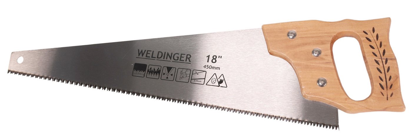 WELDINGER Handsäge Handsäge Fuchsschwanz 450 mm Holzgriff Zähne gehärtet Dreifachschliff Bild 3