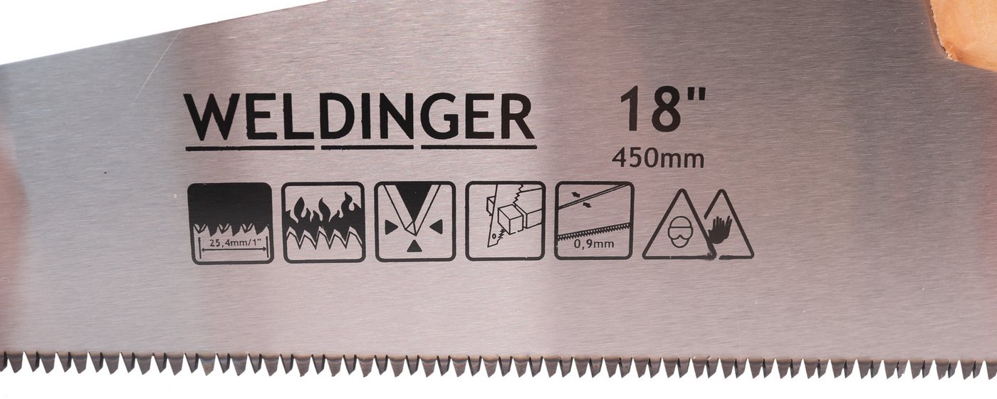 WELDINGER Handsäge Handsäge Fuchsschwanz 450 mm Holzgriff Zähne gehärtet Dreifachschliff Bild 4