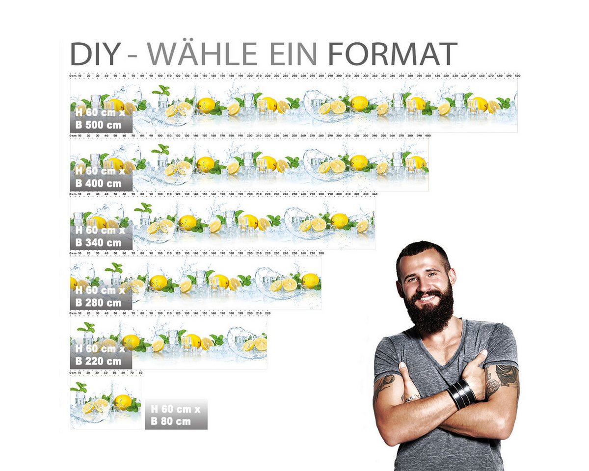 Stickerprofis Küchenrückwand ZITRONEN SPLASH (Glasoptik), (Premium), 1,5mm, selbstklebend, hält auf besonders vielen Öberflächen Bild 3