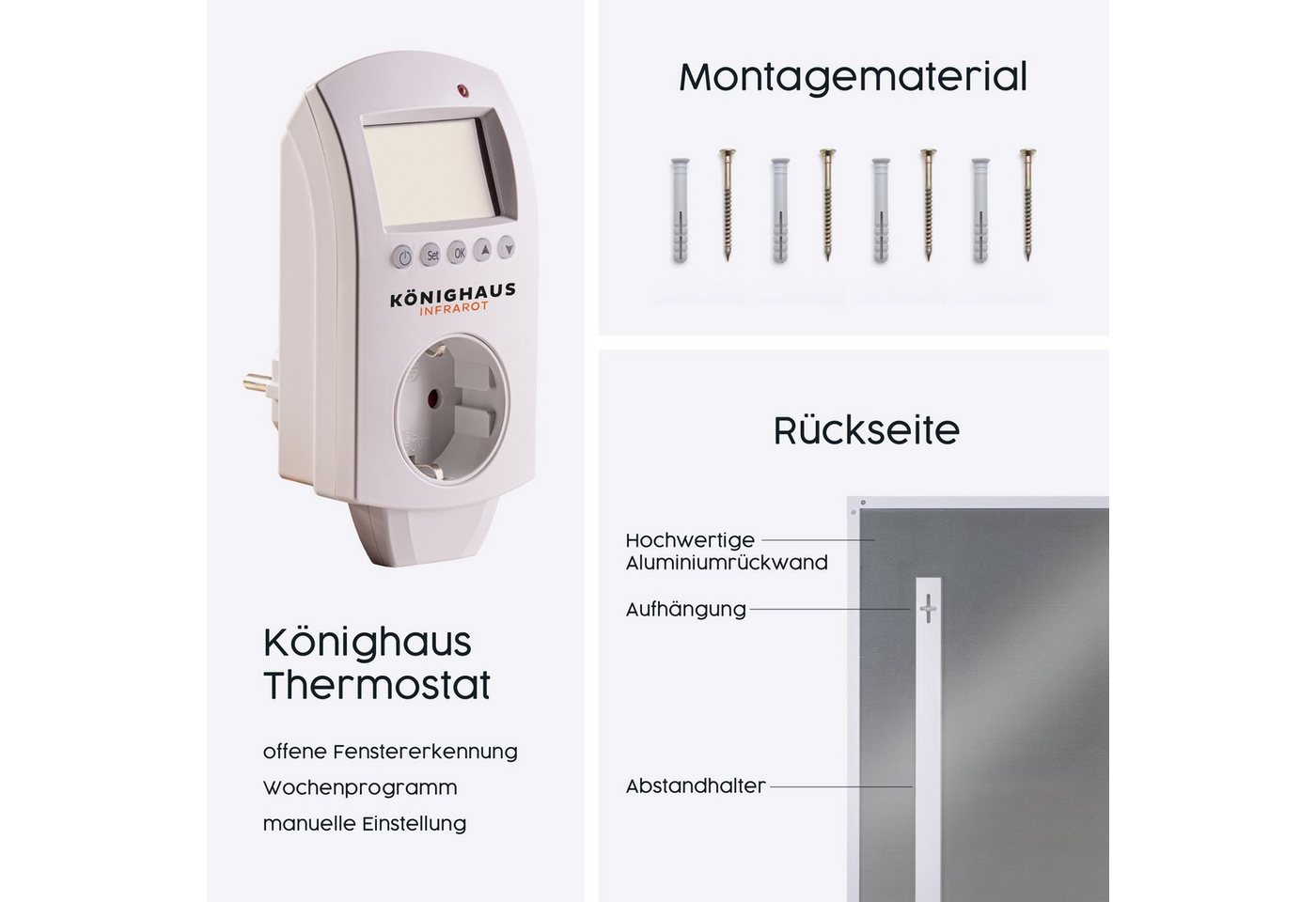 Könighaus Infrarotheizung M-Serie, hohe Effizienz, Made in Germany, sehr angenehme Strahlungswärme