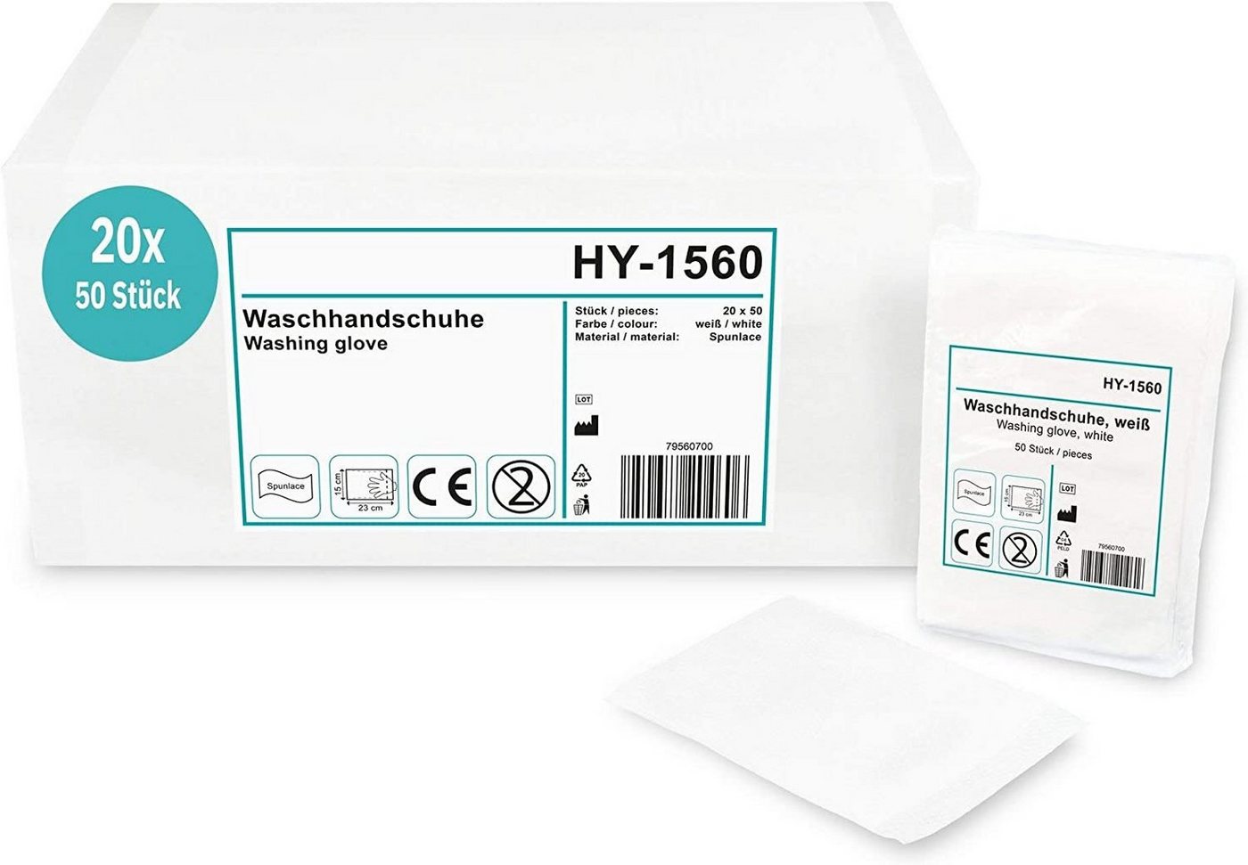 Hypafol Einweghandschuhe Spunlace Einmalwaschlappen für Babys & Erwachsene (Set 10x50 Stk. / 20x50 Stk., 1000-St) aus Vliesstoff, zur Körperpflege Bild 3