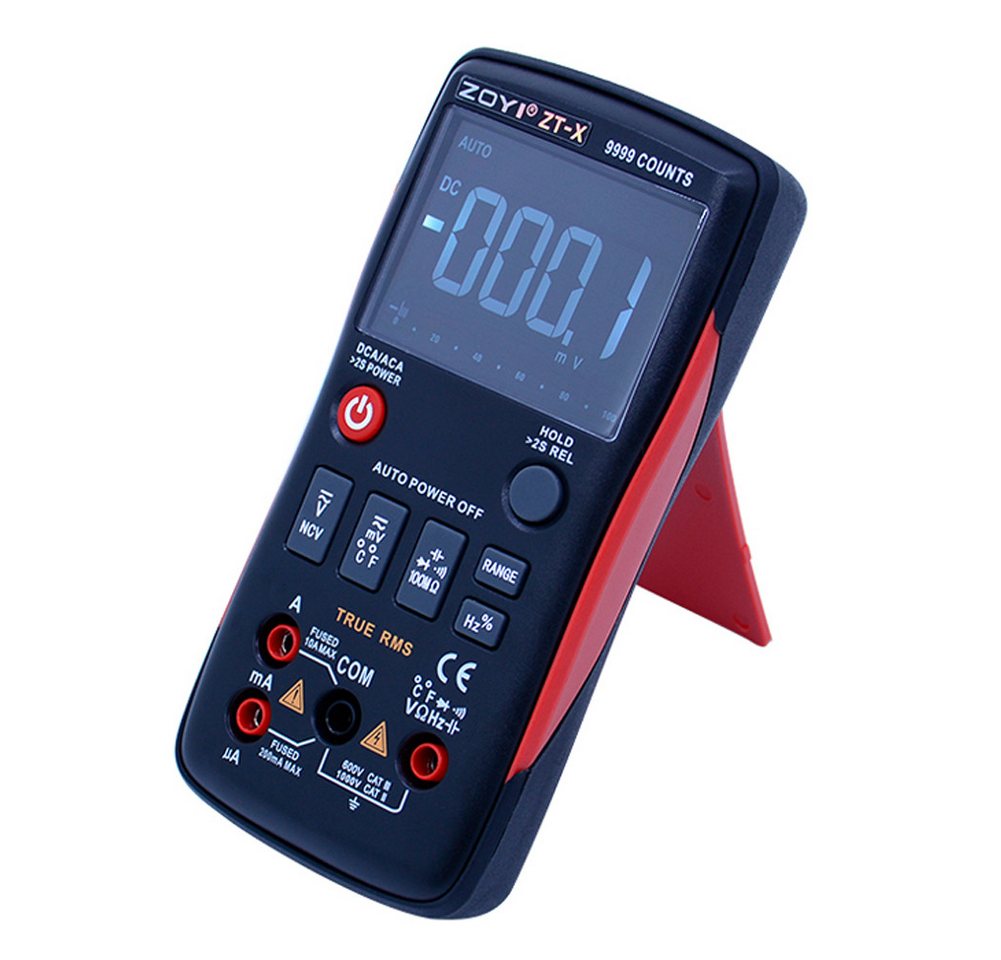 Bolwins Strommessgerät I48C Digital Multimeter Voltmeter Strommessgerät AC/DC Spannung Strom, 2,4 " Display, Packung, 6-tlg., ZOYI ZT-X, True RMS, 9999 Counts, Auto-Range, NCV, Beleuchtetes Display Bild 2