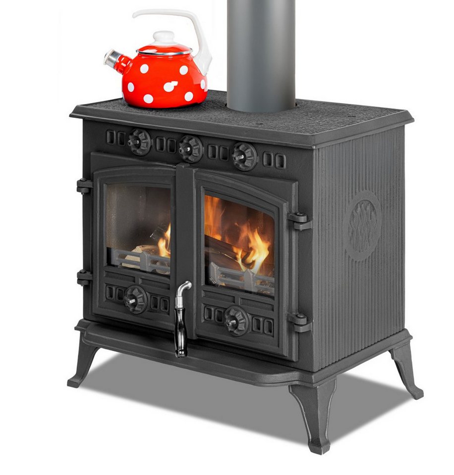 ECOfoxx Kaminofen EEK A Gusskaminofen mit Flügeltüren Modell JA006, Holz&Kohle, 9,8 kW, Dauerbrandfähig, massiver Gusseisen, großer Aschekasten in Schaufelform, Bauart 1 Bild 2