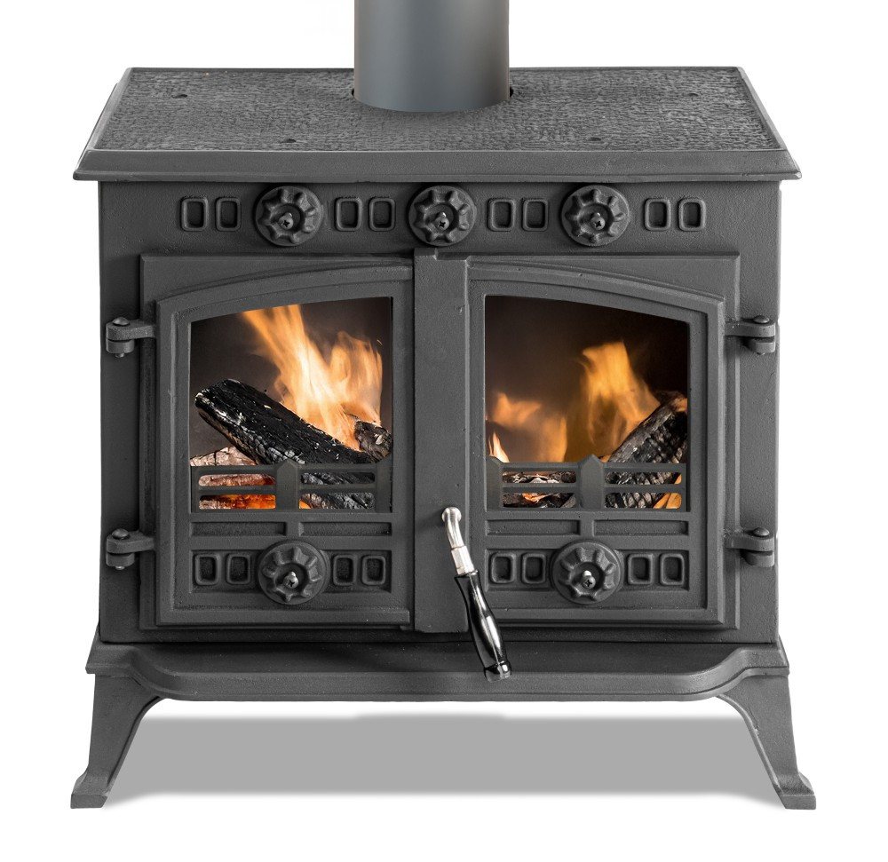 ECOfoxx Kaminofen EEK A Gusskaminofen mit Flügeltüren Modell JA006, Holz&Kohle, 9,8 kW, Dauerbrandfähig, massiver Gusseisen, großer Aschekasten in Schaufelform, Bauart 1 Bild 4
