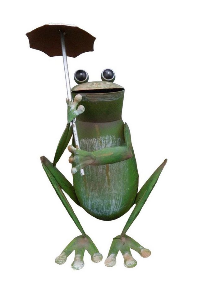Deko-Impression Gartenfigur Frecher Frosch sitzend m. Regenschirm Gartendekoration Eisen 20 cm, (1 St)