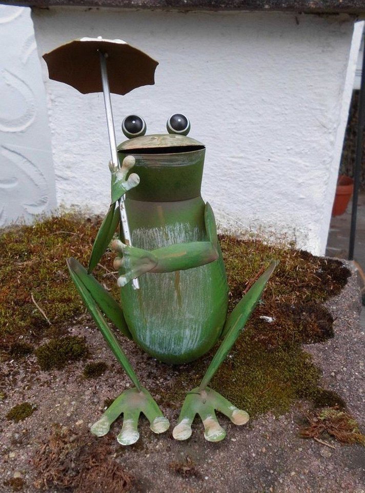 Deko-Impression Gartenfigur Frecher Frosch sitzend m. Regenschirm Gartendekoration Eisen 20 cm, (1 St) Bild 3