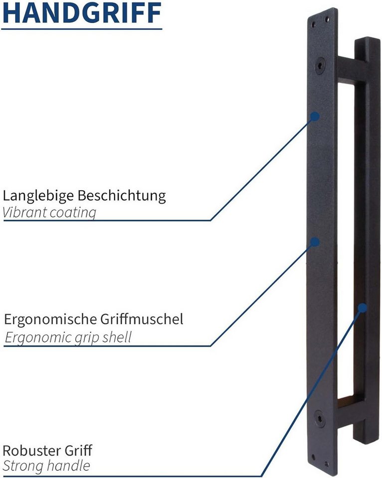 ATTAS Türgriff Schiebetür Stahl Schwarz, Scheunentor Griff für Innen & Außen, Schiebetürgriff außen Bild 4