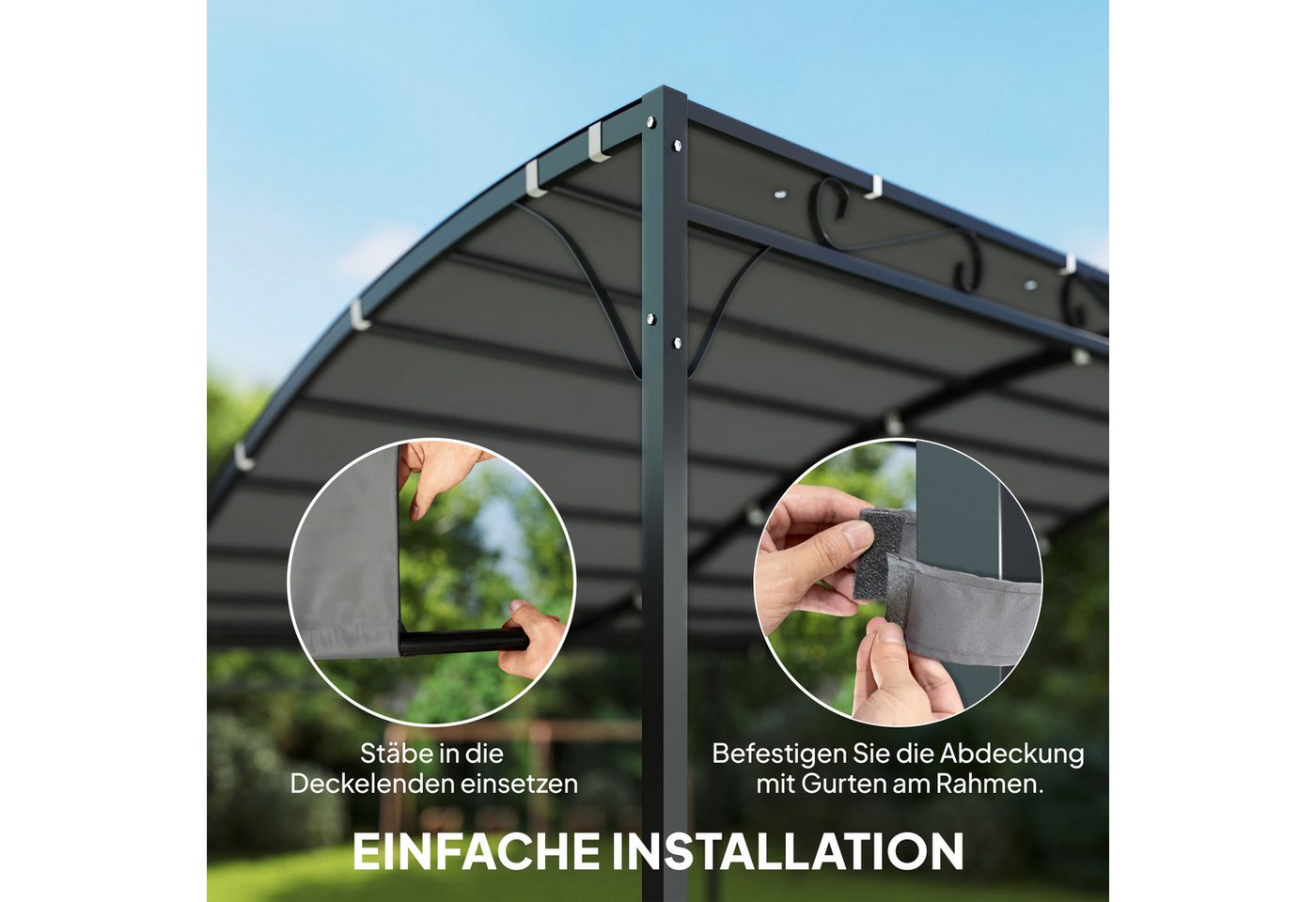 Outsunny Pavillon-Ersatzdach Ersatzdach, Sonnensegel, Ersatz-Dachplane, 298x293 cm, Dunkelgrau, 180 g/m², 298 x 293 cm (Ersatzdach für Pergola, Sonnensegel für Terrassenüberdachung), für 3 x 3 m Pavillon, Dunkelgrau Bild 2