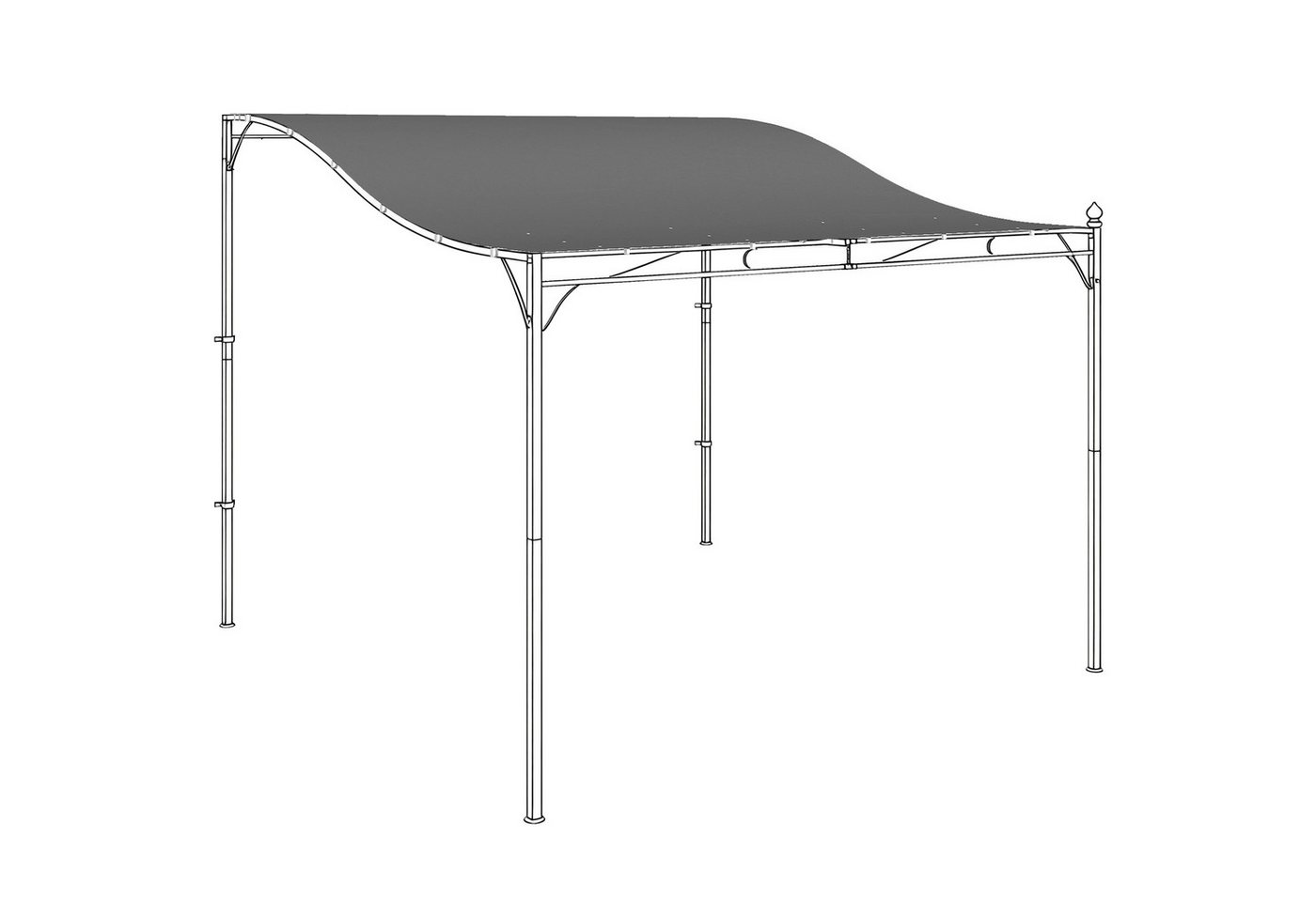 Outsunny Pavillon-Ersatzdach Ersatzdach, Sonnensegel, Ersatz-Dachplane, 298x293 cm, Dunkelgrau, 180 g/m², 298 x 293 cm (Ersatzdach für Pergola, Sonnensegel für Terrassenüberdachung), für 3 x 3 m Pavillon, Dunkelgrau Bild 3