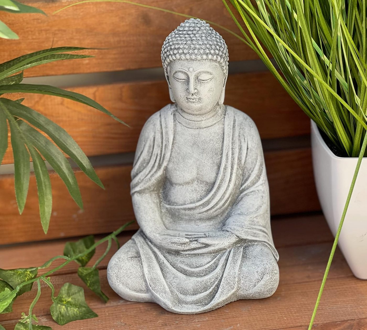 Stone and Style Gartenfigur Frostfeste Steinfigur sitzender Buddha Shiva