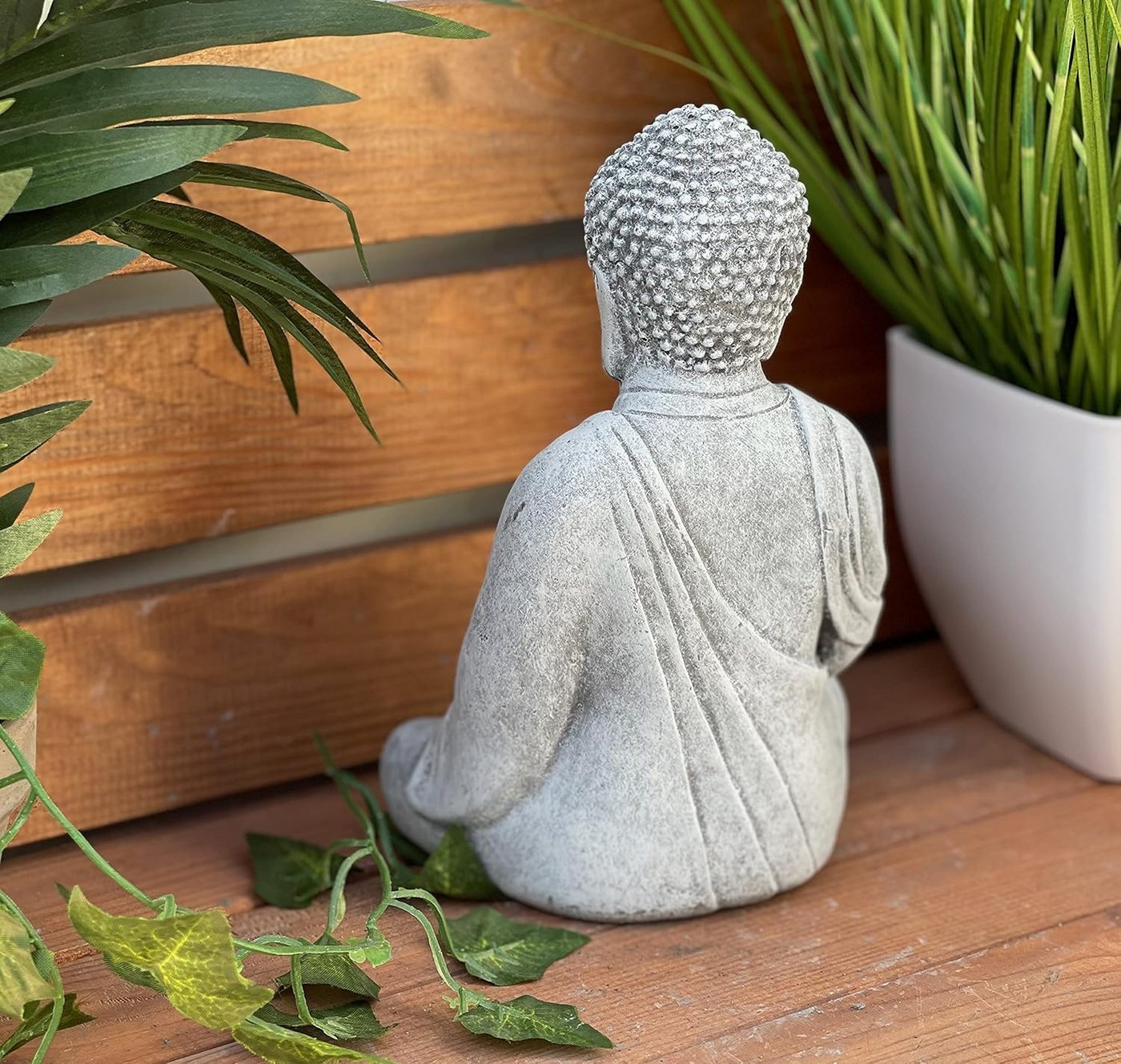 Stone and Style Gartenfigur Frostfeste Steinfigur sitzender Buddha Shiva Bild 4