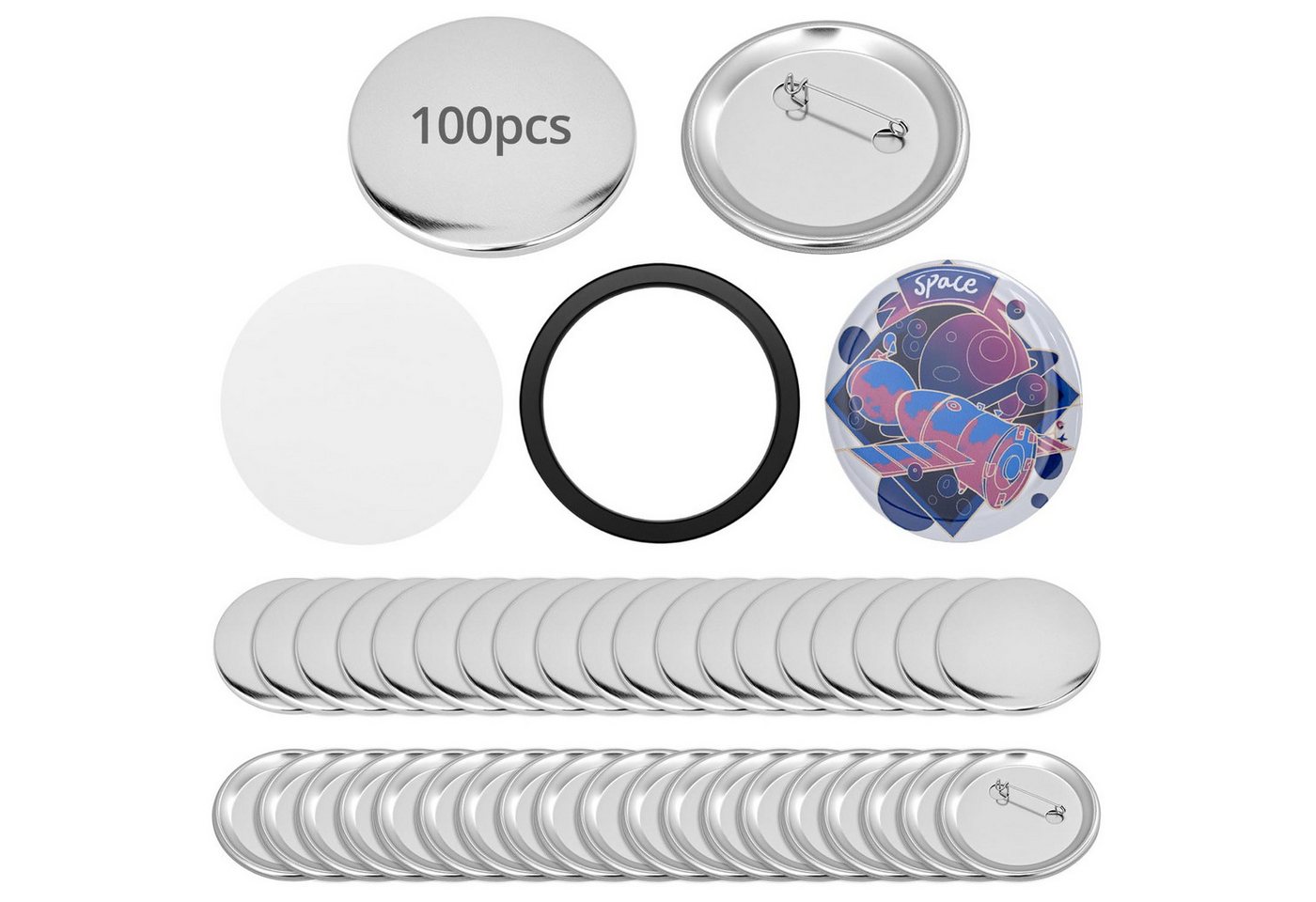 FOUORTUNATE-BEE Multitool 100er Button Rohlinge 58 mm, Badge Zubehör für Buttonmaschine, (100 St), Ansteckbutton Set für DIY Badges Schule Verein Party und Werbung Bild 5