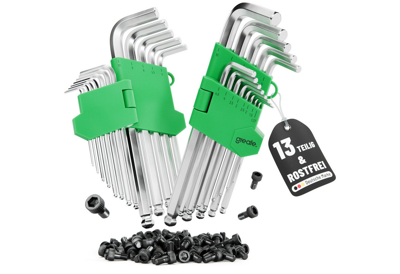 greate. Innensechskantschlüssel 2x Sechskantschlüssel Set mit Kugelkopf 13 teilig - 1,27 bis 10 mm (2 St) Bild 4