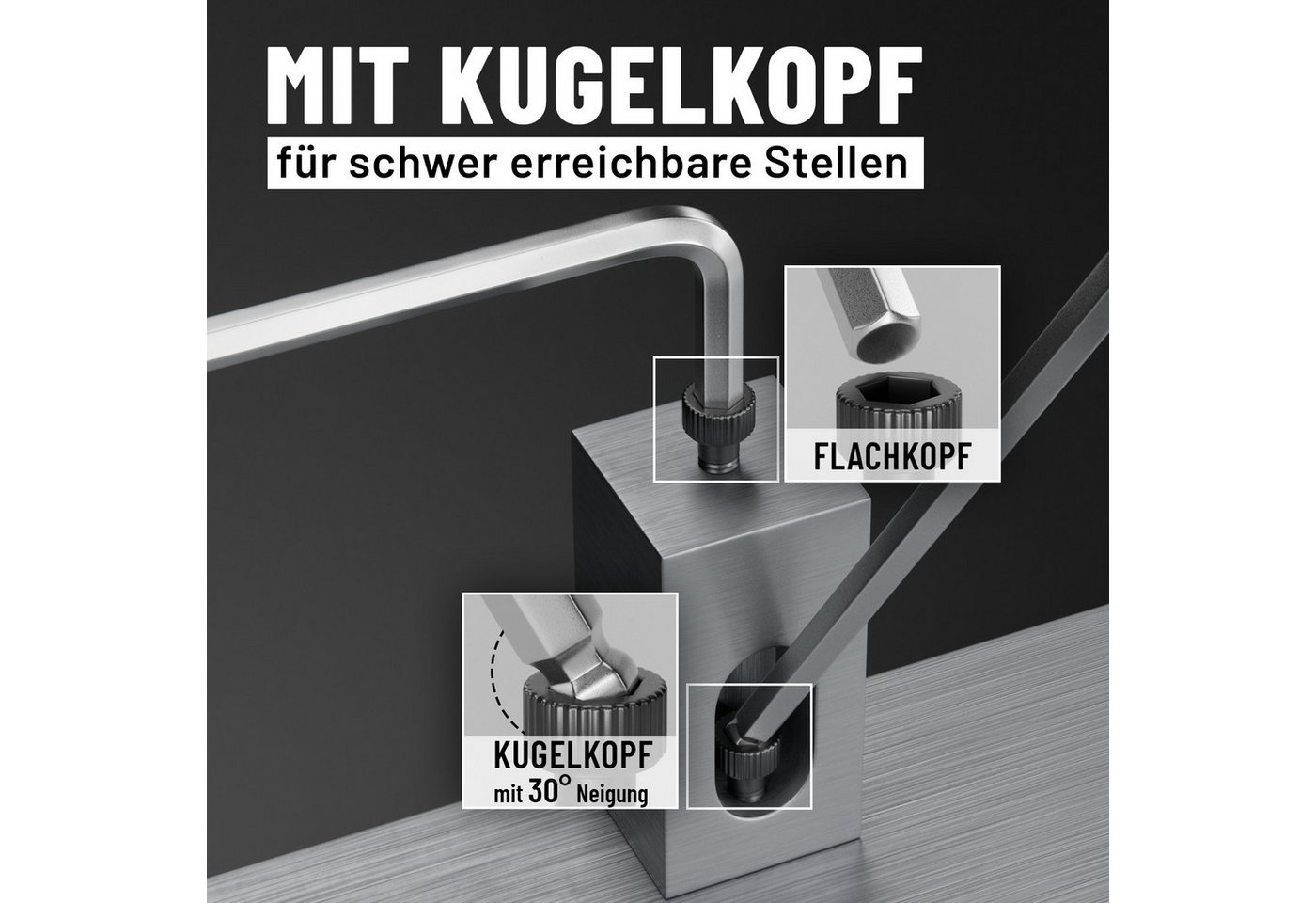 greate. Innensechskantschlüssel 2x Sechskantschlüssel Set mit Kugelkopf 13 teilig - 1,27 bis 10 mm (2 St) Bild 5