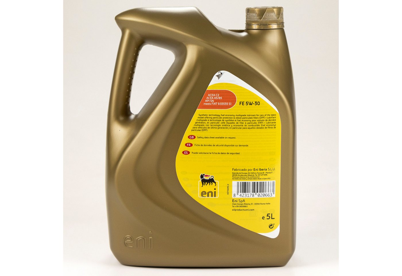 Eni Motoröl i-Sint FE SAE 5W-30 Motoröl 5L 5 Liter Fiat 9.55535 S1 ACEA C2 API SN Bild 3