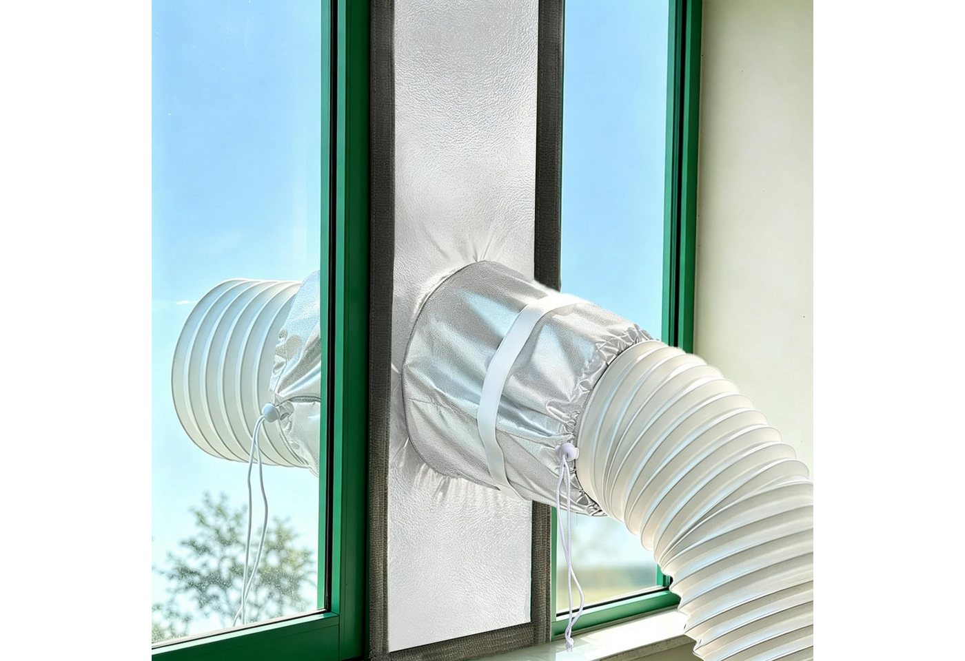 Diwzbyn Türdichtband Fensterabdichtung Klimaanlage Set 420D – Mobile AC Abdichtung, 100% Verdunkelung, Hitzeschutz Silberbeschichtet