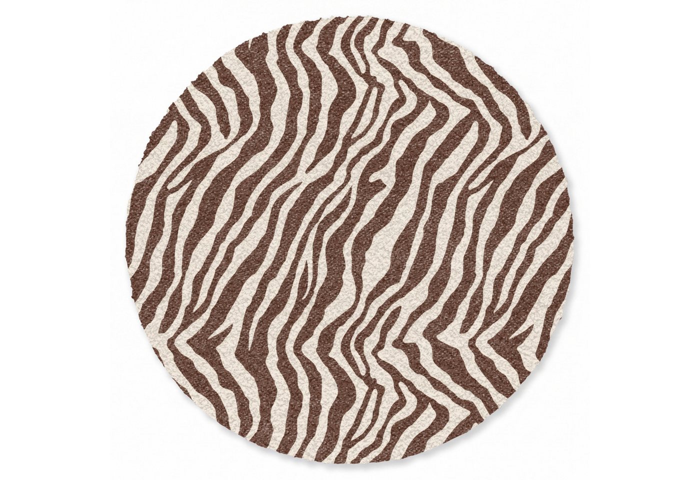 OnlyWow Teppich Rund Zebra - Muster - Schwarz - Weiß, Rechteckig, Wohnzimmer, Schlafzimmer, Kurzflor 90x90 cm