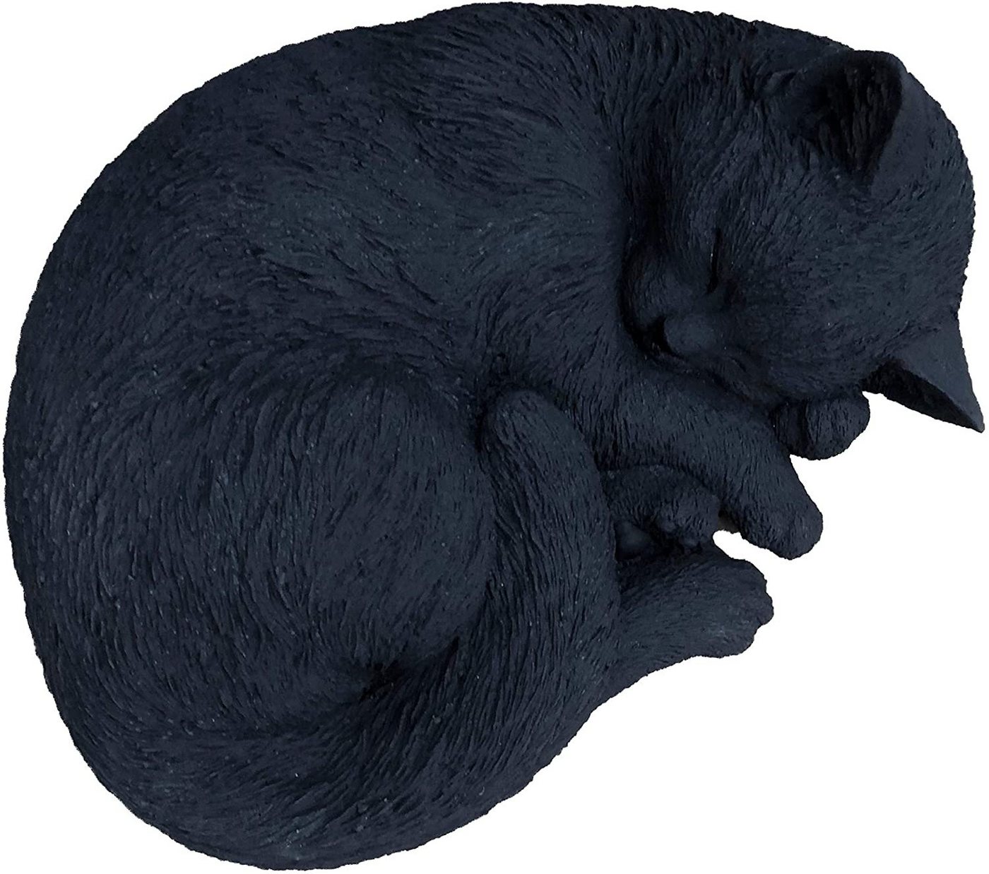 Stone and Style Gartenfigur Frostfeste Steinfigur schwarze Katze schlafend eingerollt Bild 3