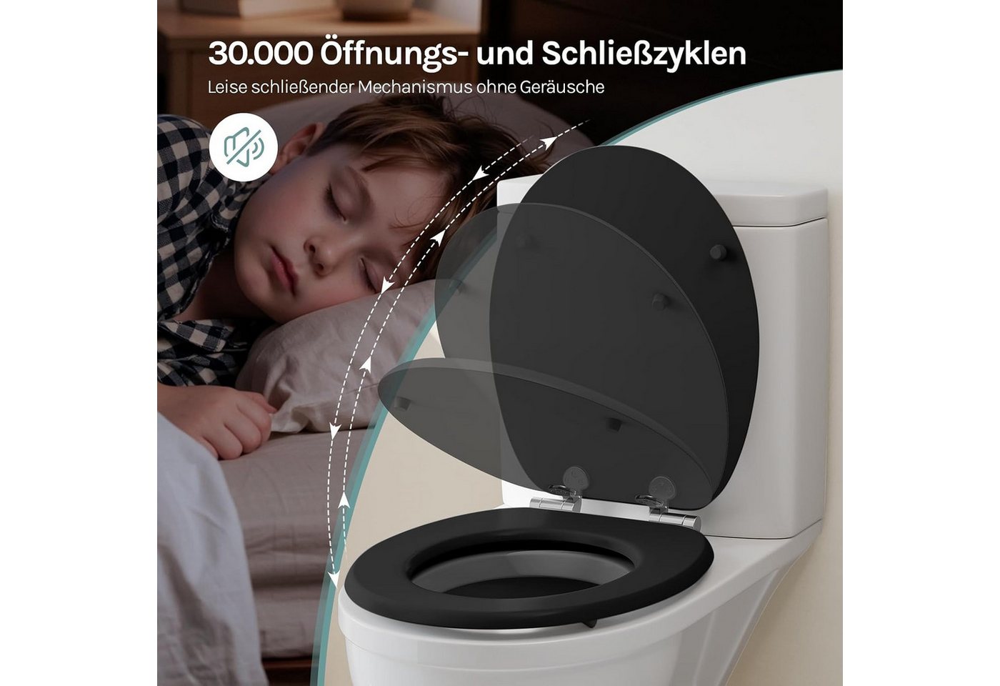 Woltu WC-Sitz (1-St), oilettendeckel mit Absenkautomatik, WC Sitz O-Form aus MDF Bild 2