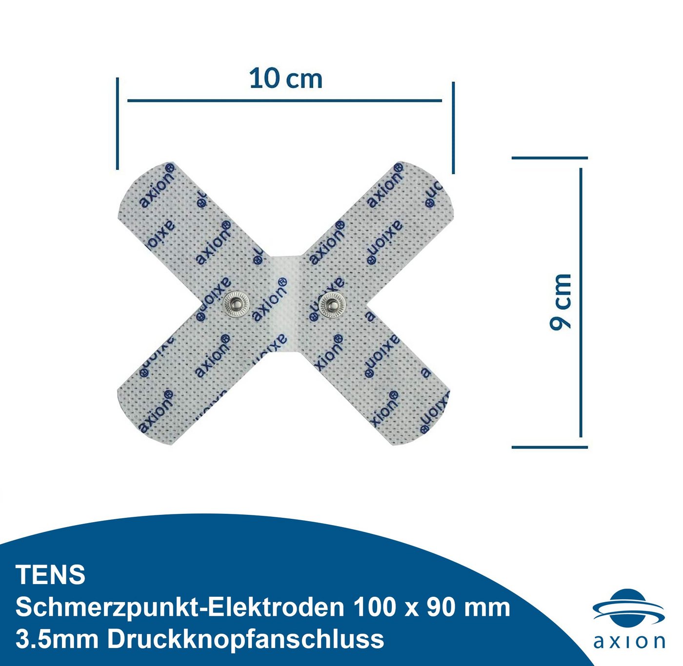 Axion Elektrodenpads passend zu Sanitas, Beurer, 100 x 90 mm, 3.5mm Druckknopfanschluss, 2 St.,selbstklebende TENS EMS Elektroden für TENS EMS Geräte