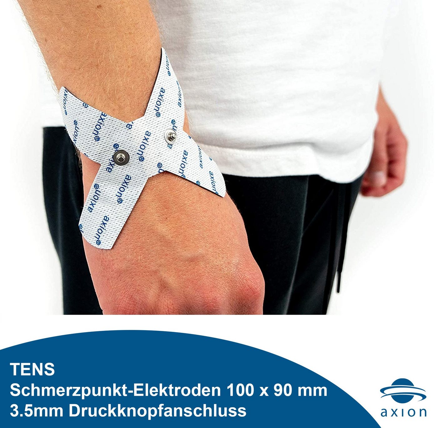 Axion Elektrodenpads passend zu Sanitas, Beurer, 100 x 90 mm, 3.5mm Druckknopfanschluss, 2 St.,selbstklebende TENS EMS Elektroden für TENS EMS Geräte Bild 4