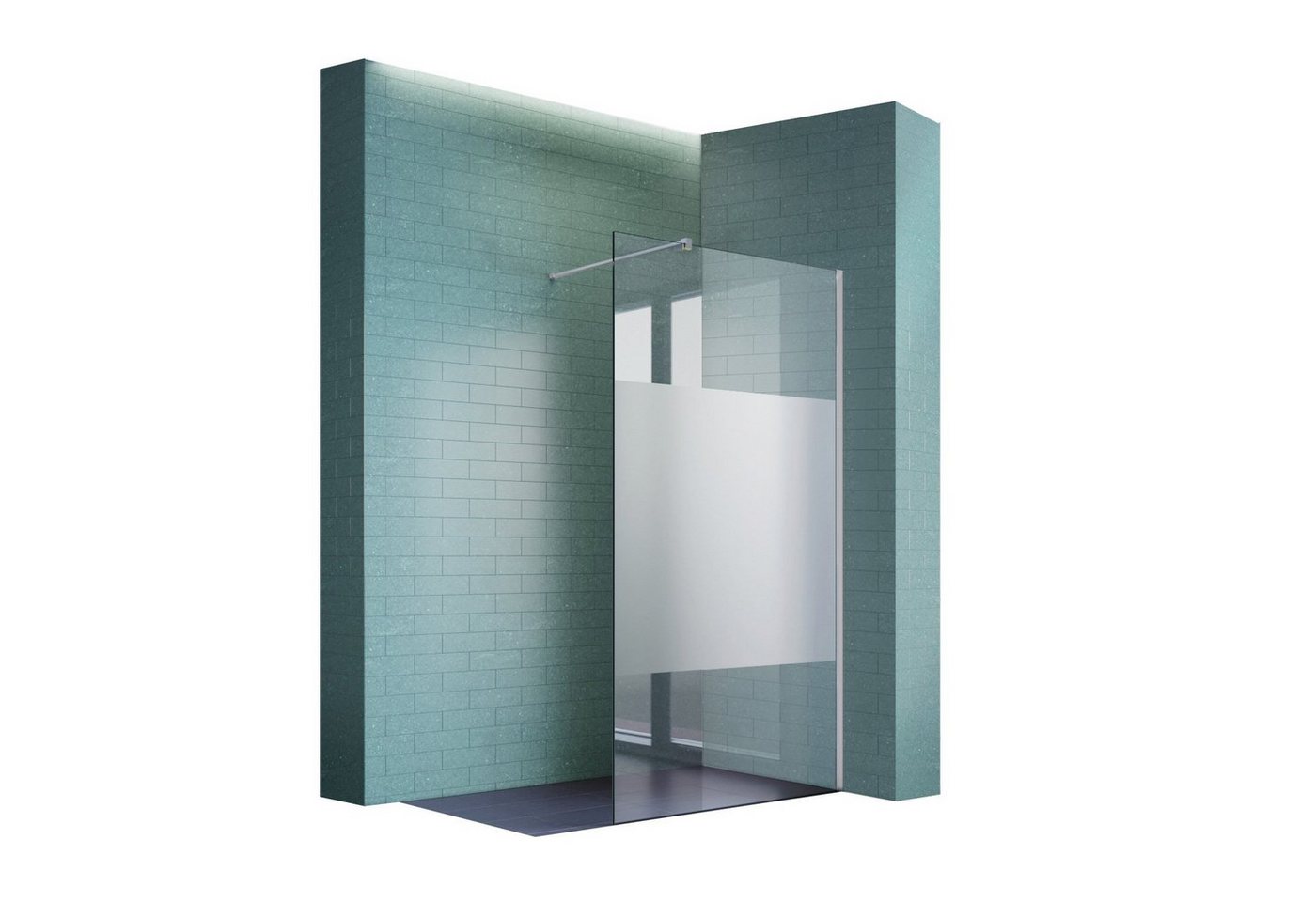SONNI Walk-in-Dusche Walk in Duschwand Teilsatiniert Glas 80cm-120cm Glas Dusche, Teilsatiniert Glas Bild 3