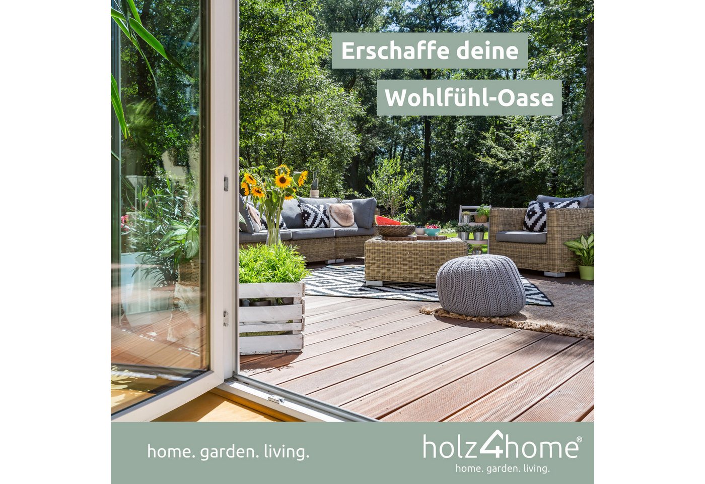holz4home® Terrassendielen Lärchenholz 2m² Fläche I Witterungsbeständig I Beidseitig geriffelt, 2 m², 27 mm Stärke, (Packung), Grob & Fein geriffelt, Rutschfest Bild 3