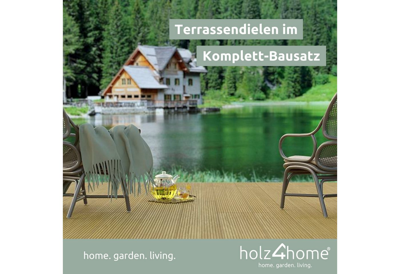 holz4home® Terrassendielen Lärchenholz 2m² Fläche I Witterungsbeständig I Beidseitig geriffelt, 2 m², 27 mm Stärke, (Packung), Grob & Fein geriffelt, Rutschfest Bild 5