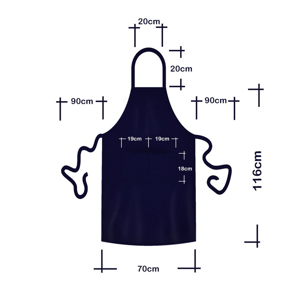 teprovo Grillschürze Kochschürze Schürze 116cm Dunkelblau Grillen nach Zahlen, (1-tlg., integrierte Taschen), mit Spruch Bild 3