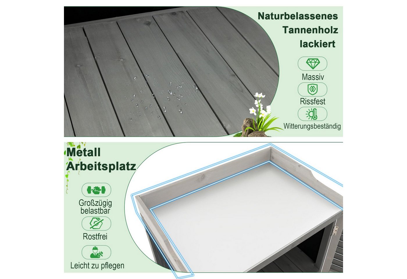 COSTWAY Garten-Geräteschrank, BxT: 67x47 cm, (1 St), Gartenschrank mit Regal & 2 Magnettüren, Tannenholz Bild 2