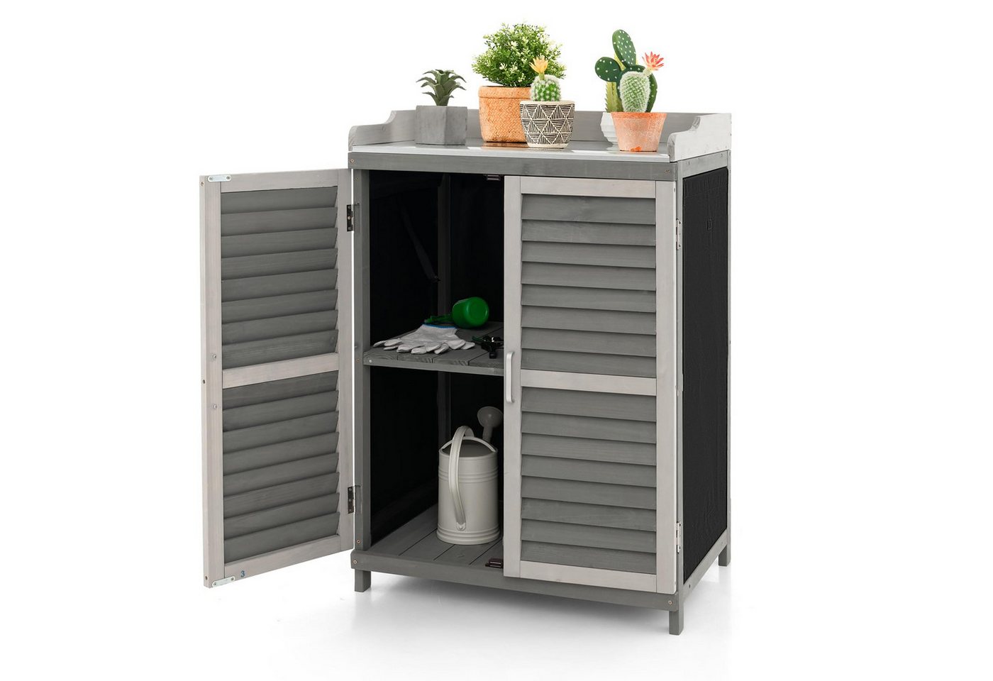 COSTWAY Garten-Geräteschrank, BxT: 67x47 cm, (1 St), Gartenschrank mit Regal & 2 Magnettüren, Tannenholz Bild 3