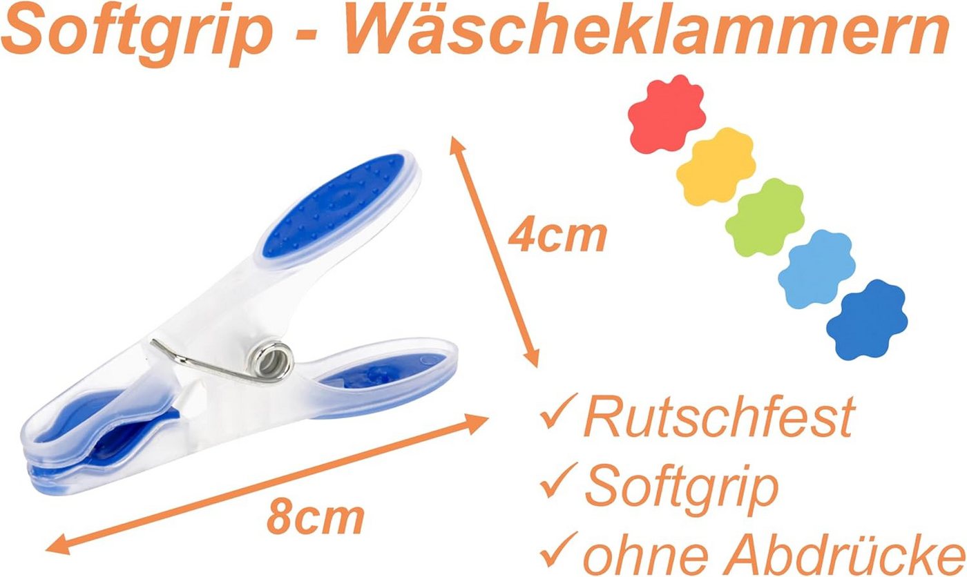mucHome Wäscheklammern Softgrip Wäscheklammern Kluppen Wäscheklammer extra Stark in 5 Farben