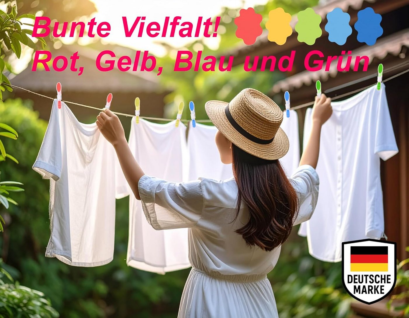 mucHome Wäscheklammern Softgrip Wäscheklammern Kluppen Wäscheklammer extra Stark in 5 Farben Bild 2