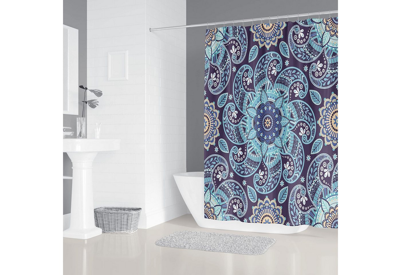 M&W DAS DESIGN Duschvorhang Shower curtains Schimmel Waschbar Bad vorhang 180x200cm Bild 4