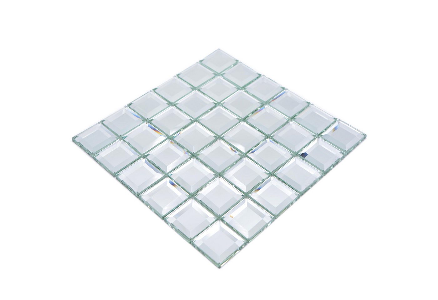 Mosafil Mosaikfliesen Spiegel Metro Mosaik Fliesen Reflexion Quadrat, Spiegel 29.800x29.800, Verlegefertig auf ein Netz geklebt Bild 3
