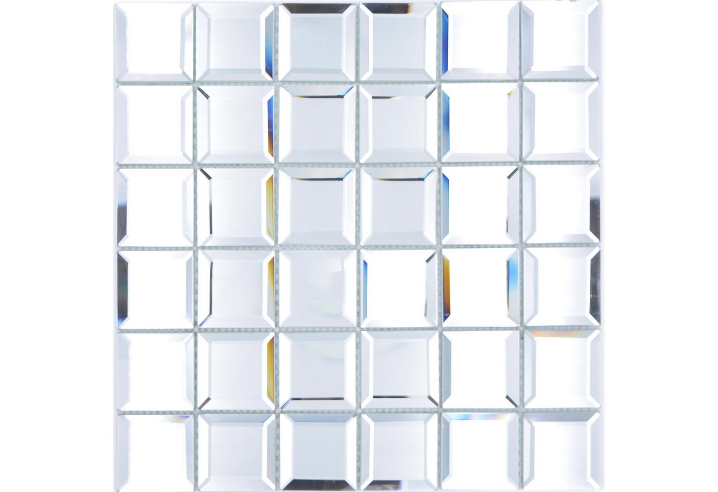 Mosafil Mosaikfliesen Spiegel Metro Mosaik Fliesen Reflexion Quadrat, Spiegel 29.800x29.800, Verlegefertig auf ein Netz geklebt Bild 4