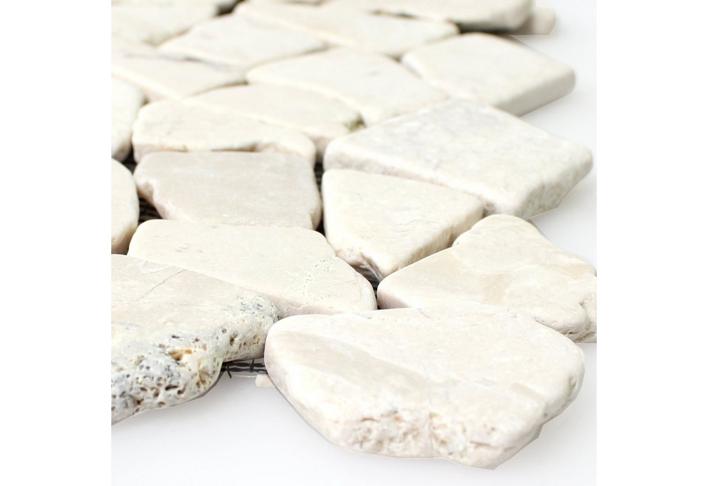 Mosafil Mosaikfliesen Marmor Bruch Naturstein Mosaikfliesen Solares Biancone, Marmor 30.500x30.500, beige, Rutschfest