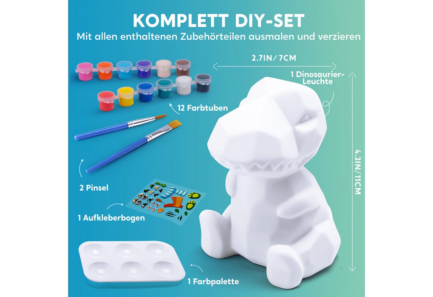 Klever Kits Bastelscheren Klever Kits Dinosaurier Lampe Bastelset Kinder ab 6+ jahre