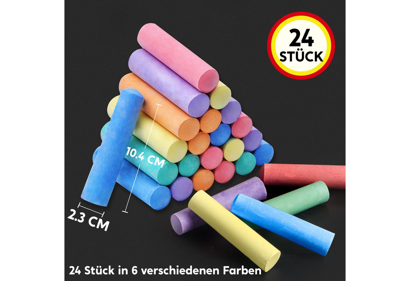 JOYIN Kreidefarbe JOYIN 24 Stück Waschbare Straßenkreide Set Ungiftige Jumbo Kreide Bild 2