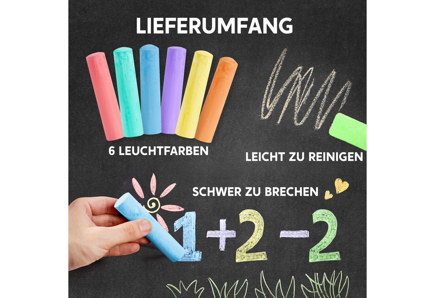JOYIN Kreidefarbe JOYIN 24 Stück Waschbare Straßenkreide Set Ungiftige Jumbo Kreide Bild 4