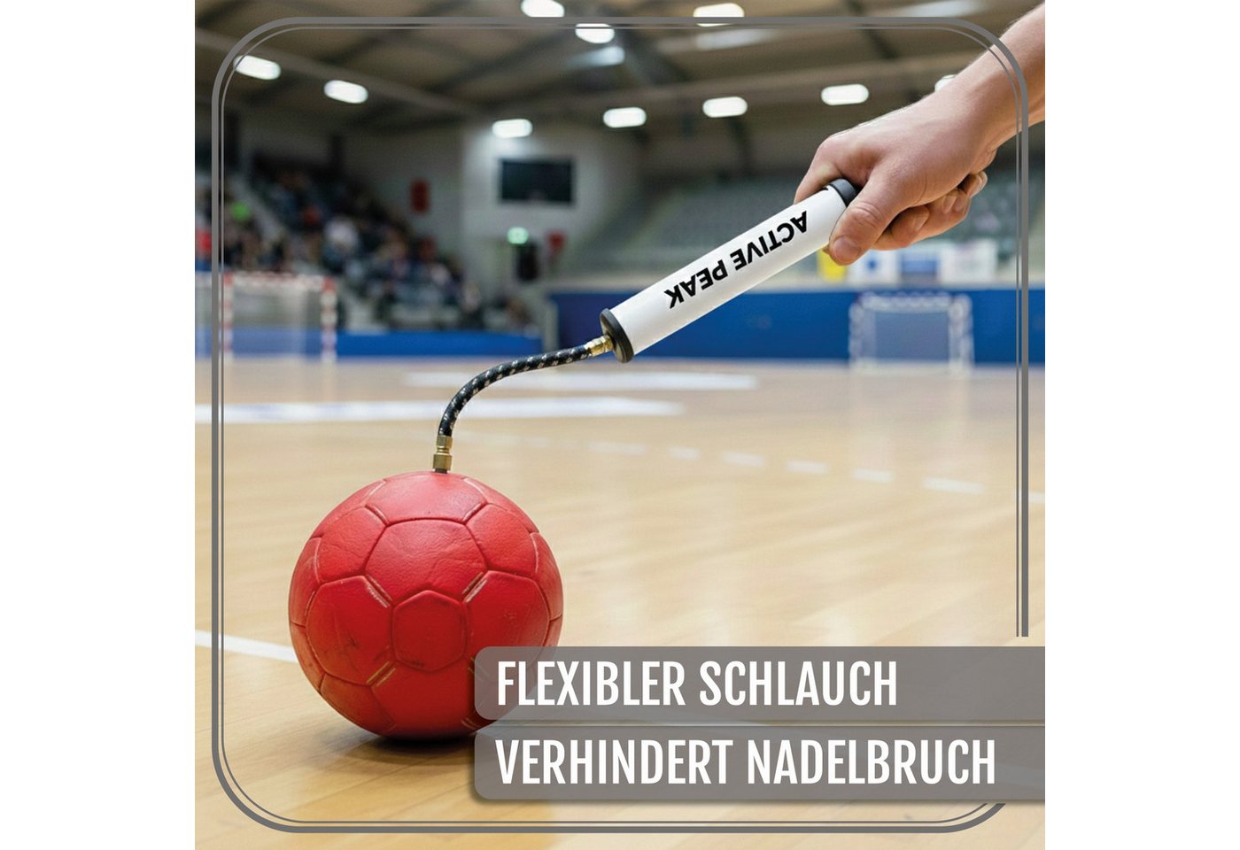 Active Peak Luftpumpe Profi Ballpumpe mit Zubehör (Kompakte Fußballpumpe inkl. Metallnadeln & Adaptern, All-in-One Set mit flexiblem Schlauch) Bild 4