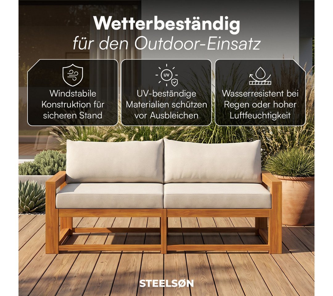 STEELSØN Gartenlounge-Set Mizaru modulares Sofa-Set aus hochwertigem Akazienholz, (Sofabank), Outdoor Sitzgruppe inkl. Auflagen, vielfältige Stellmöglichkeiten Bild 2