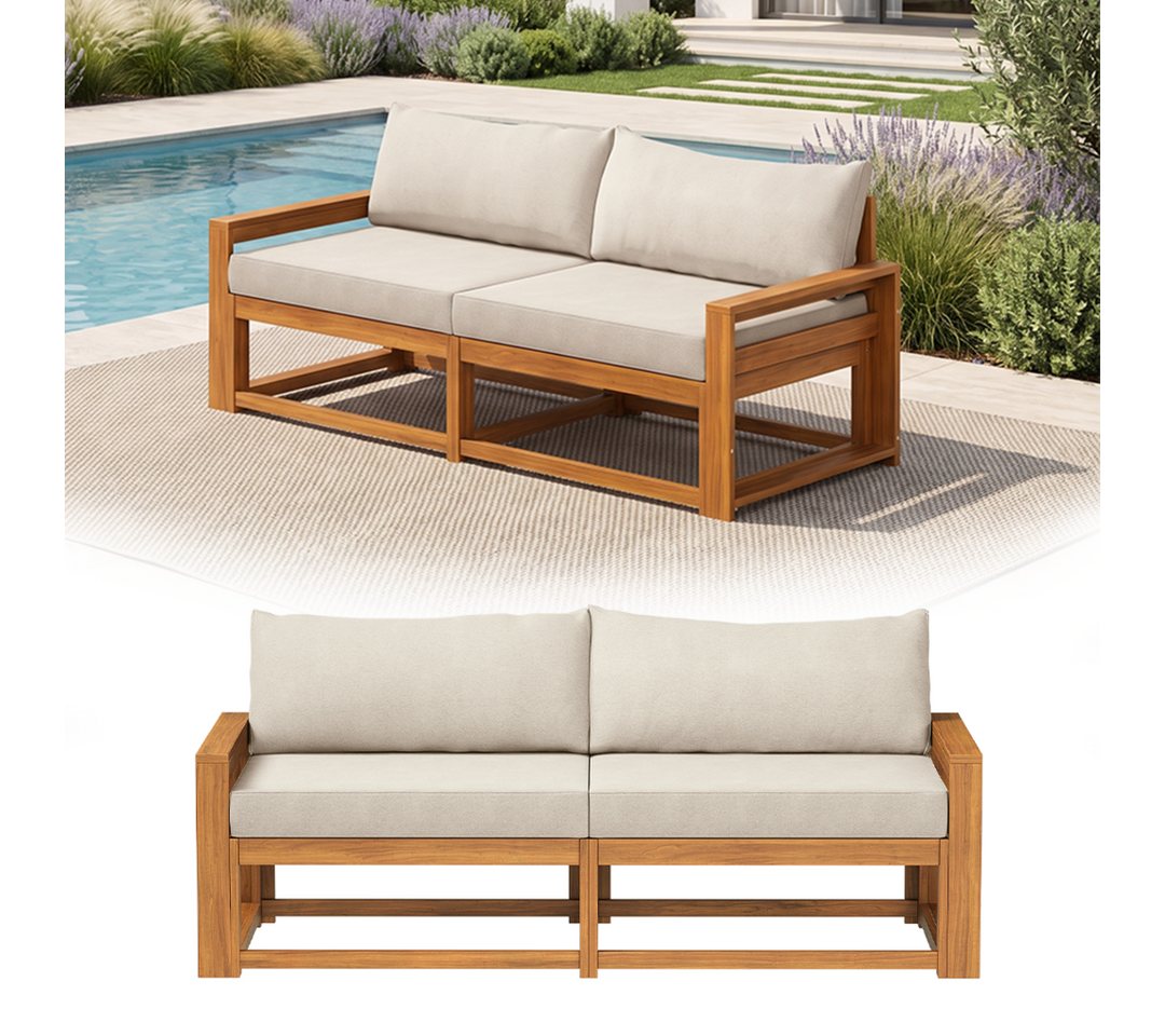 STEELSØN Gartenlounge-Set Mizaru modulares Sofa-Set aus hochwertigem Akazienholz, (Sofabank), Outdoor Sitzgruppe inkl. Auflagen, vielfältige Stellmöglichkeiten Bild 4