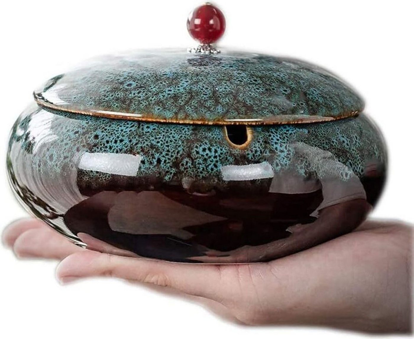 FELIXLEO Keramikheizlüfter Keramik Aschenbecher mit Deckel Winddicht für Innen und Außen Deko Bild 2