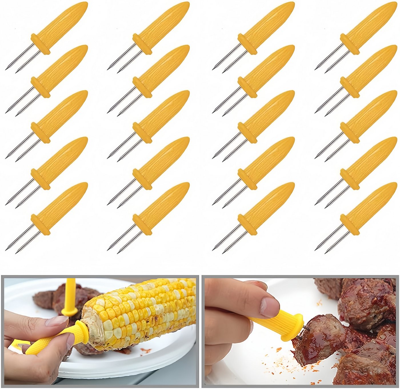 FOUORTUNATE-BEE Maiskolbenhalter 20 Maiskolbenhalter aus Edelstahl – Grillspieße für Mais (20-St), BBQ-Maisgabeln, Grillzubehör für sicheren Halt beim Essen Bild 5
