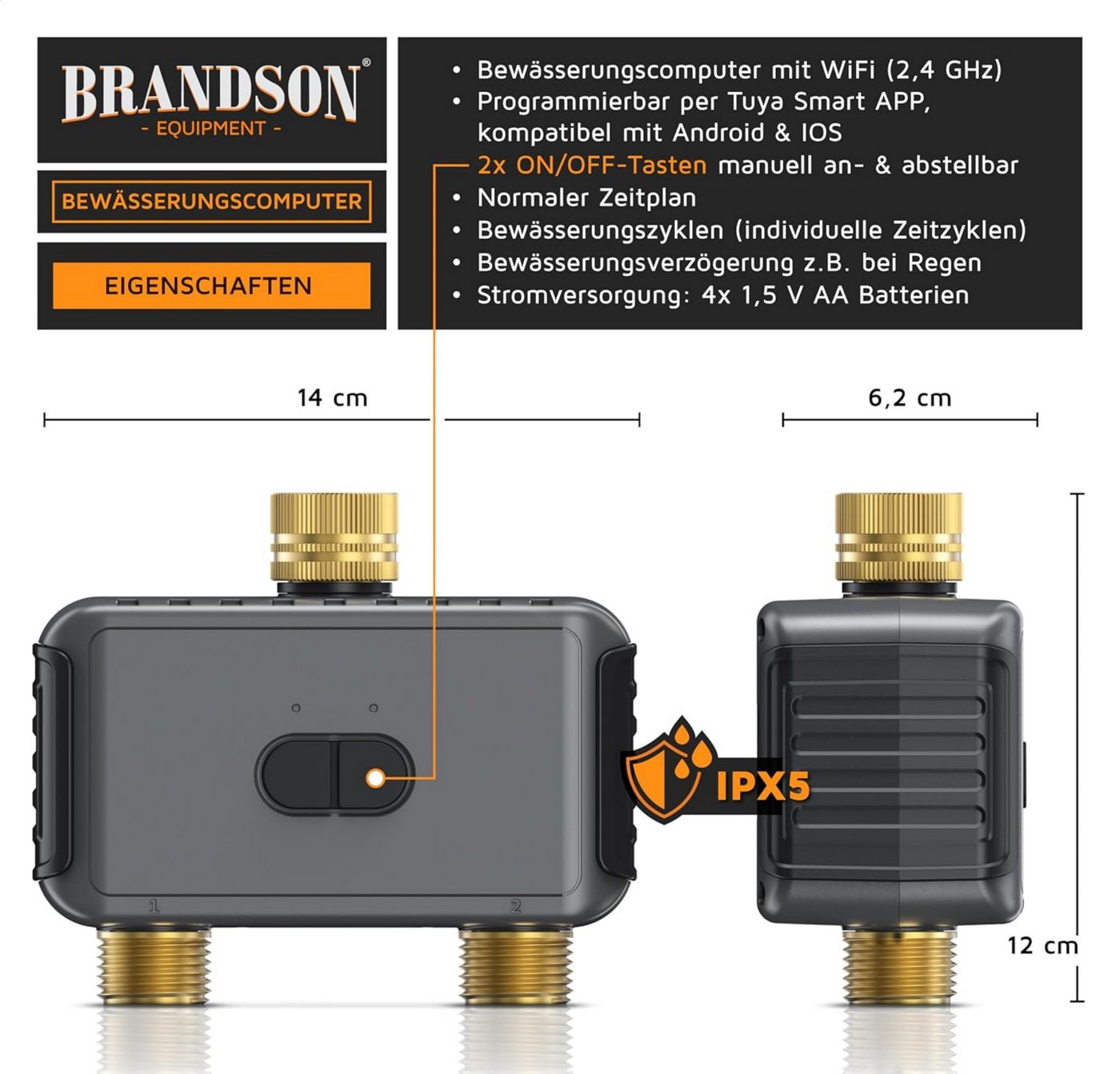Blossom Bewässerungscomputer Smart mit WLAN - 2 Ausgänge WiFi Bewässerungssystem Garten mit App, (Sprachsteuerung, Automatische Bewässerung Regenverzögerung), Bewässerungstimer Alexa & Google Assistant kompatibel, IPX5 Bild 4