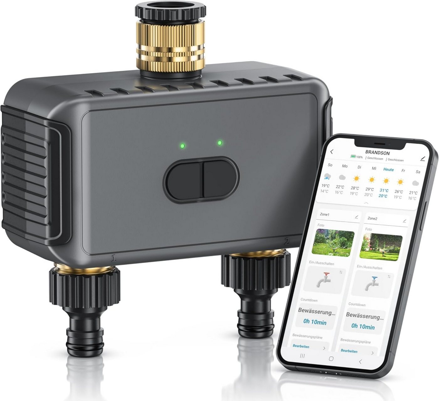 Blossom Bewässerungscomputer Smart mit WLAN - 2 Ausgänge WiFi Bewässerungssystem Garten mit App, (Sprachsteuerung, Automatische Bewässerung Regenverzögerung), Bewässerungstimer Alexa & Google Assistant kompatibel, IPX5 Bild 5