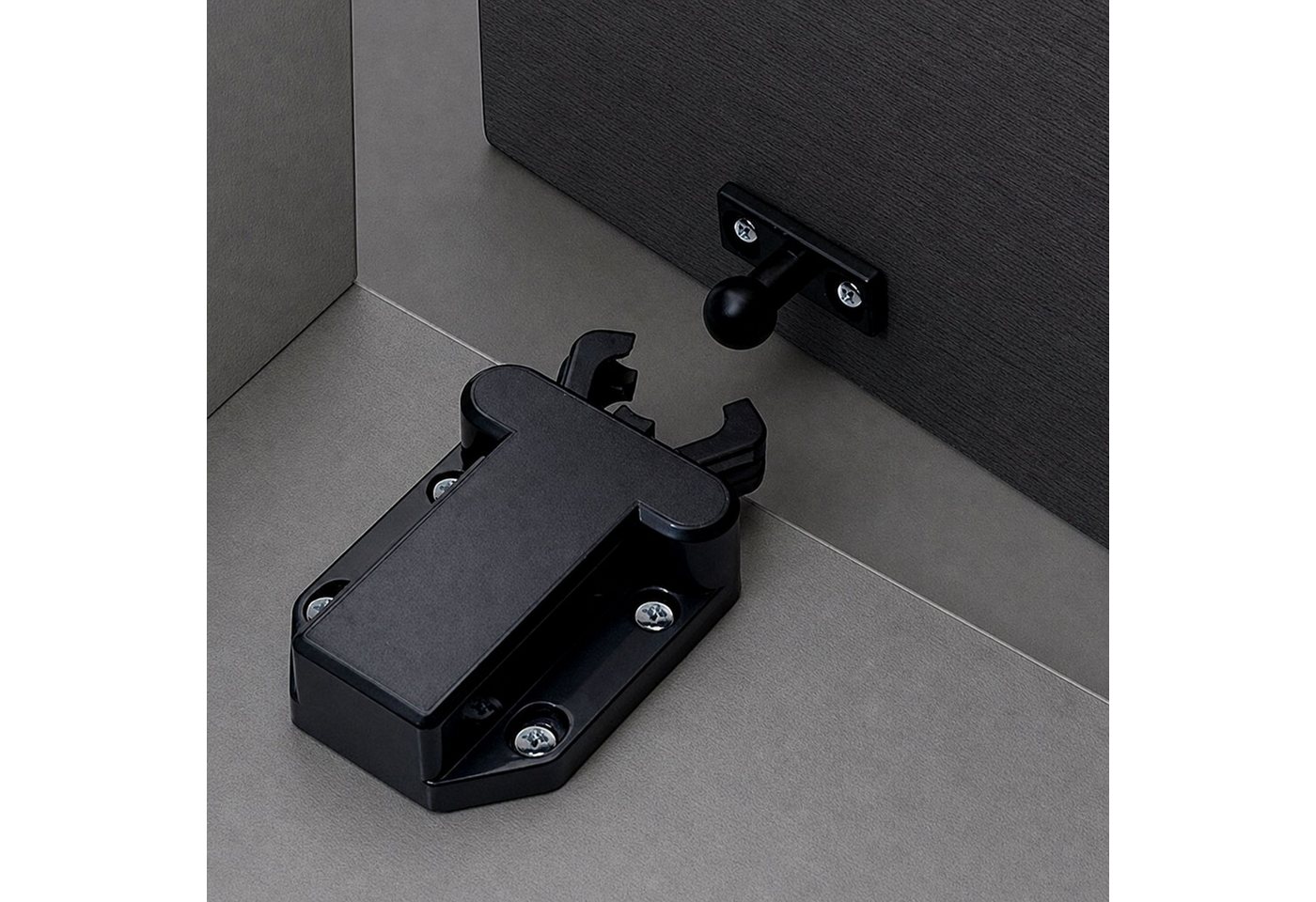 SO-TECH® Möbelbeschlag Druckschnäpper Push To Open Federschnäpper (2 St), Türschnäpper, Push-Latch für Schranktüren schwarz Bild 5