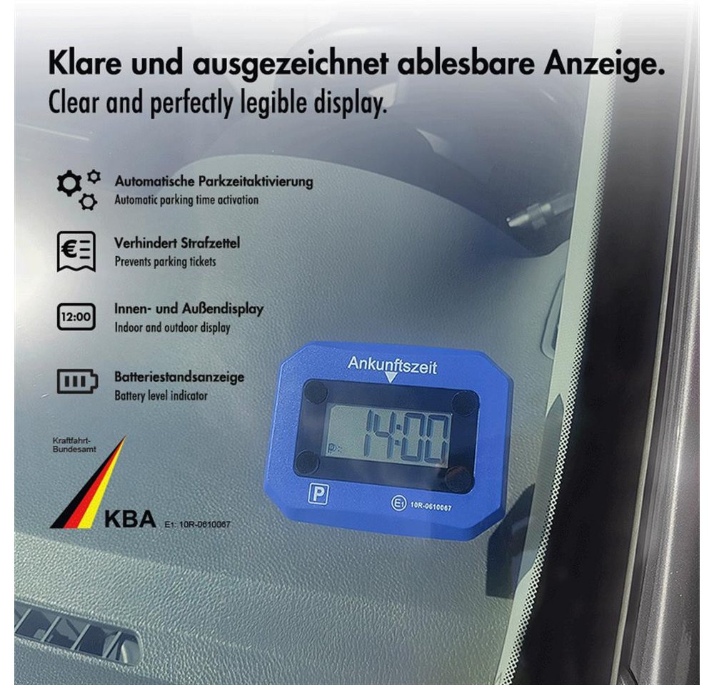 LogiLink elektronische Parkscheibe AA0189 Digitale Parkuhr, automatische Aktivierung, 24-Stunden, Automatische Parkzeit, LCD-Anzeige, SOS-Licht Auto Bild 2