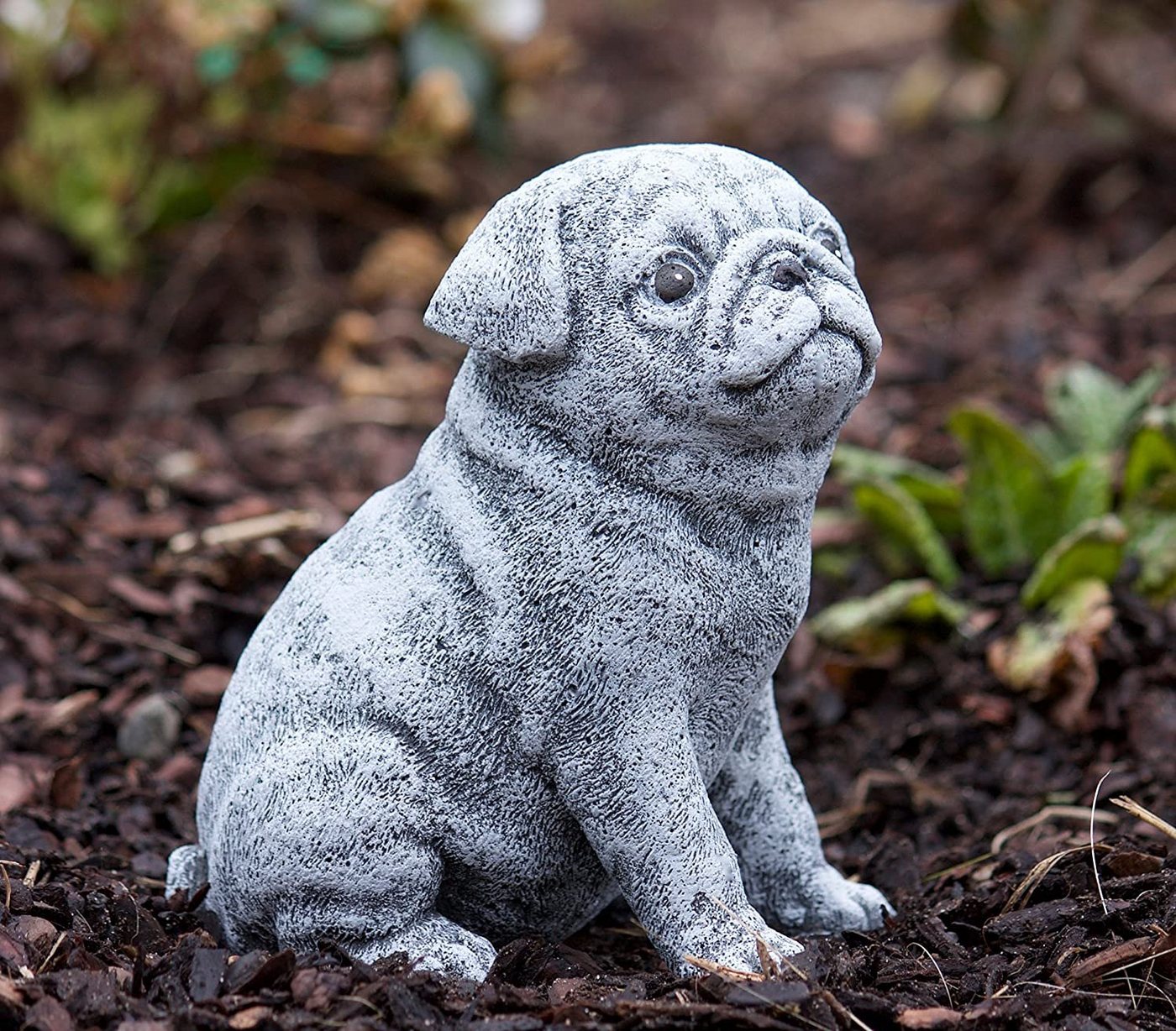 Stone and Style Gartenfigur Frostfeste Steinfigur Hund Mops klein Bild 2